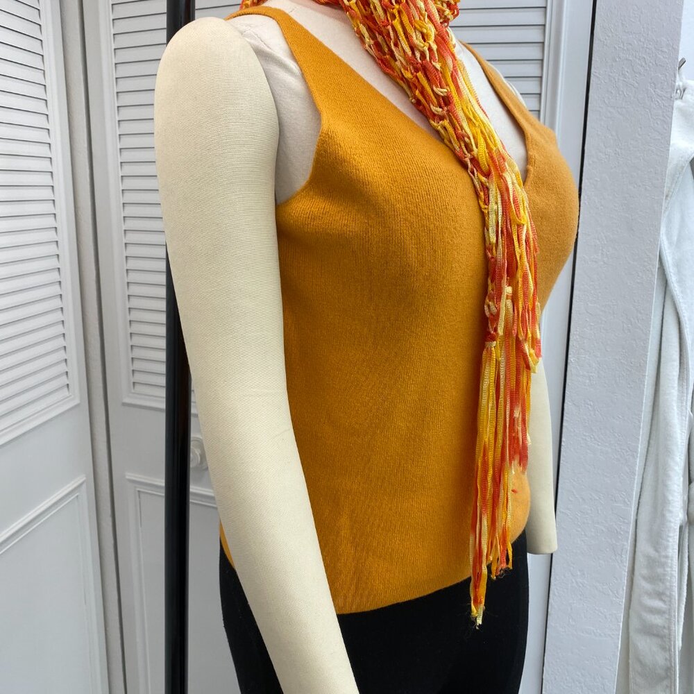 Crochet Poncho Top Oranges Tie Dye OS Doubles as Scarf - Picture 3 of 11